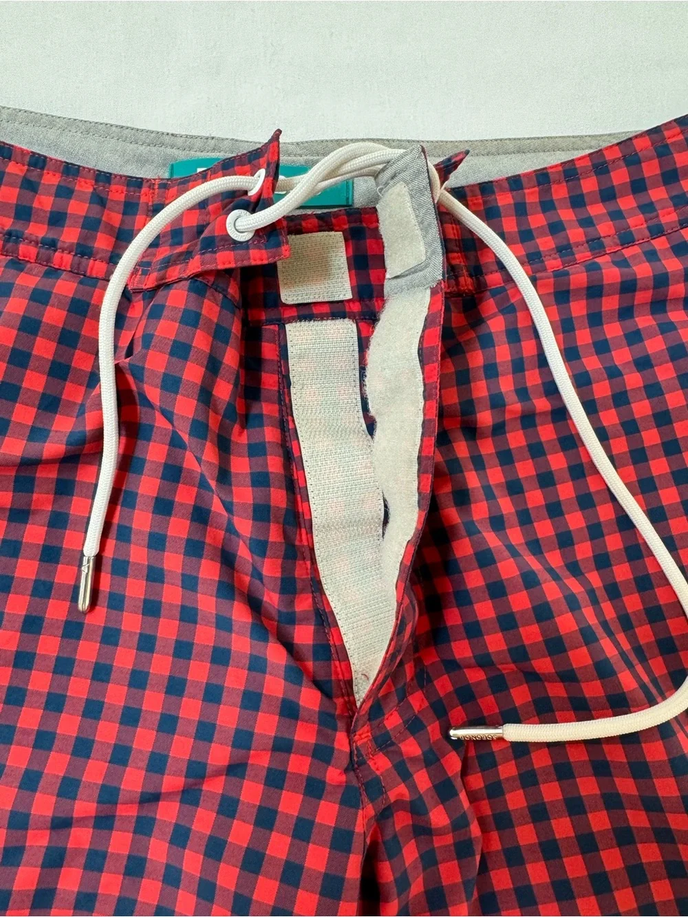 BONOBOS Swim Red Blue Gingham Lined 32 x 6.5